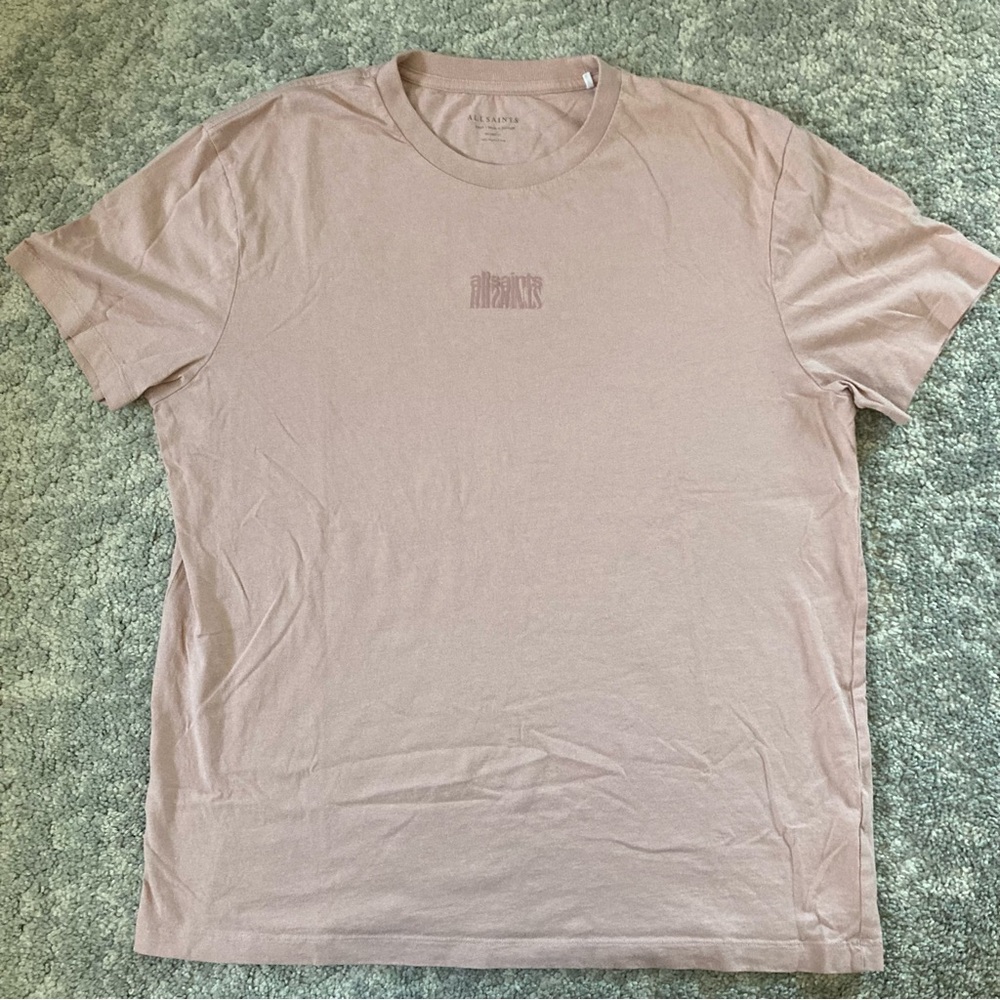 All Saints Light Pink/dusty pink Short Sleeve Tee size S relaxed fit 100%cotton